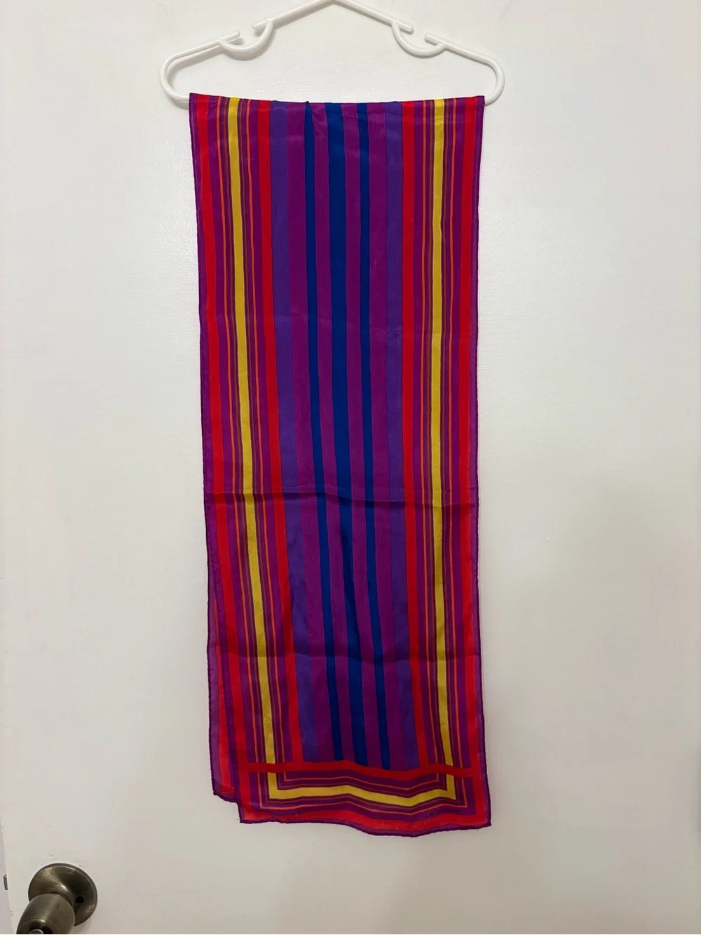 Liz Claiborne Jewel Tone Stripe Scarf Silk Vintage Oblong Long Multicolor